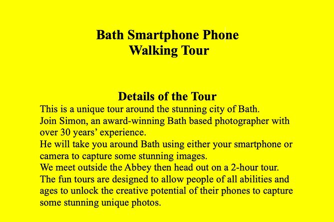 Private Smartphone photography Walking Tour Around Bath - Price and value, what $54.97 buys you in Bath