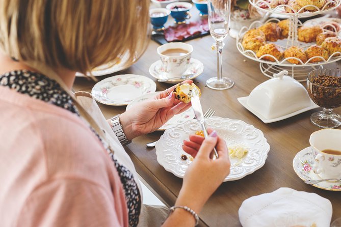 Traditional Afternoon Tea Experience and Baking Class in Stratford-upon-Avon - Your afternoon tea table: scones, clotted cream, bubbly, and the extras